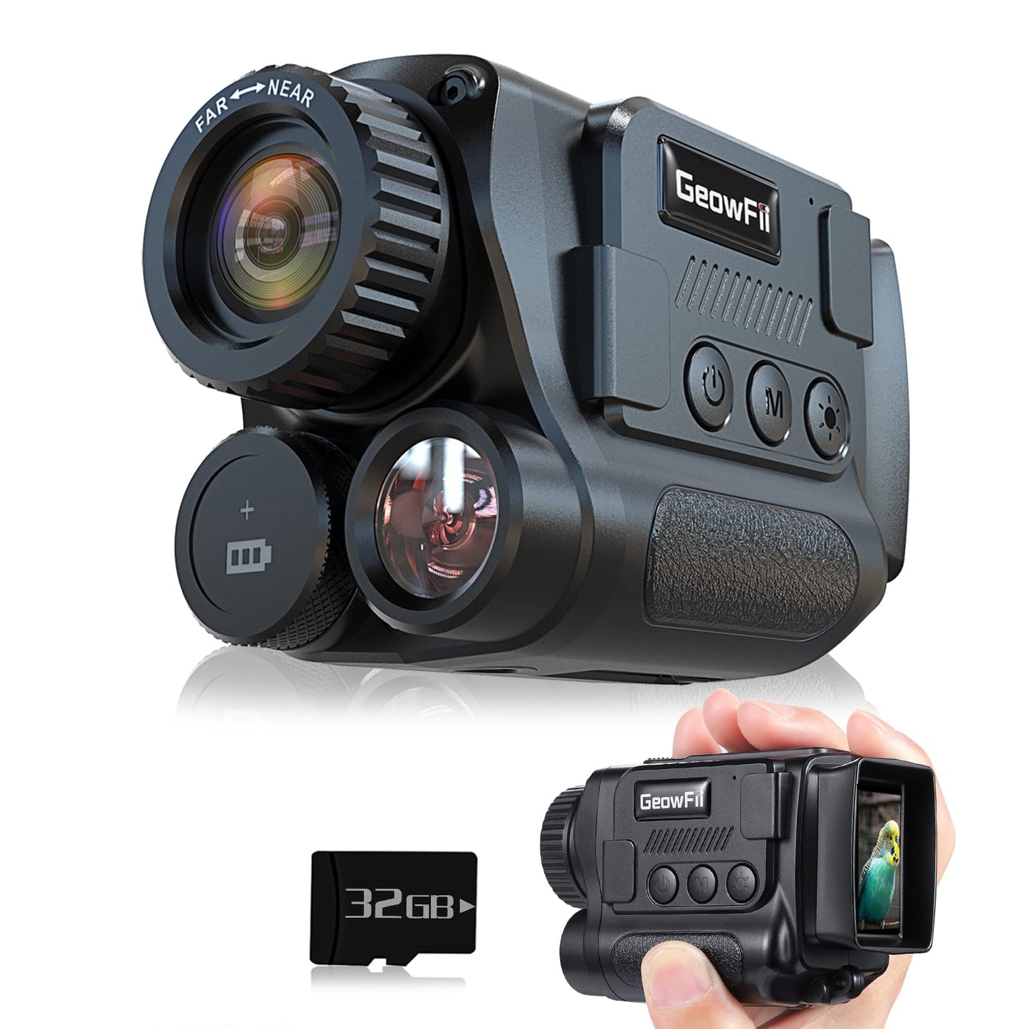 GeowFiiTech Night Vision Monocular, 4K Infrared Digital Night Vision Goggles with 850nm IR, 40M Photo & 4K Video, 984FT Range, 8X Zoom, Rechargeable Battery, 32GB Card for Hunting Camping Adventure