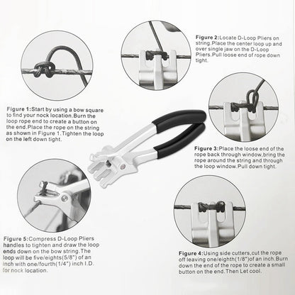 Archery D Loop Pliers for Compound Bow, Bow Press Tools Accessories Bowstring D Ring Install Tool Nocking Point Pliers Archer Making Installing Adjusting Clamping Hunting Repair Comfort Grip Handle