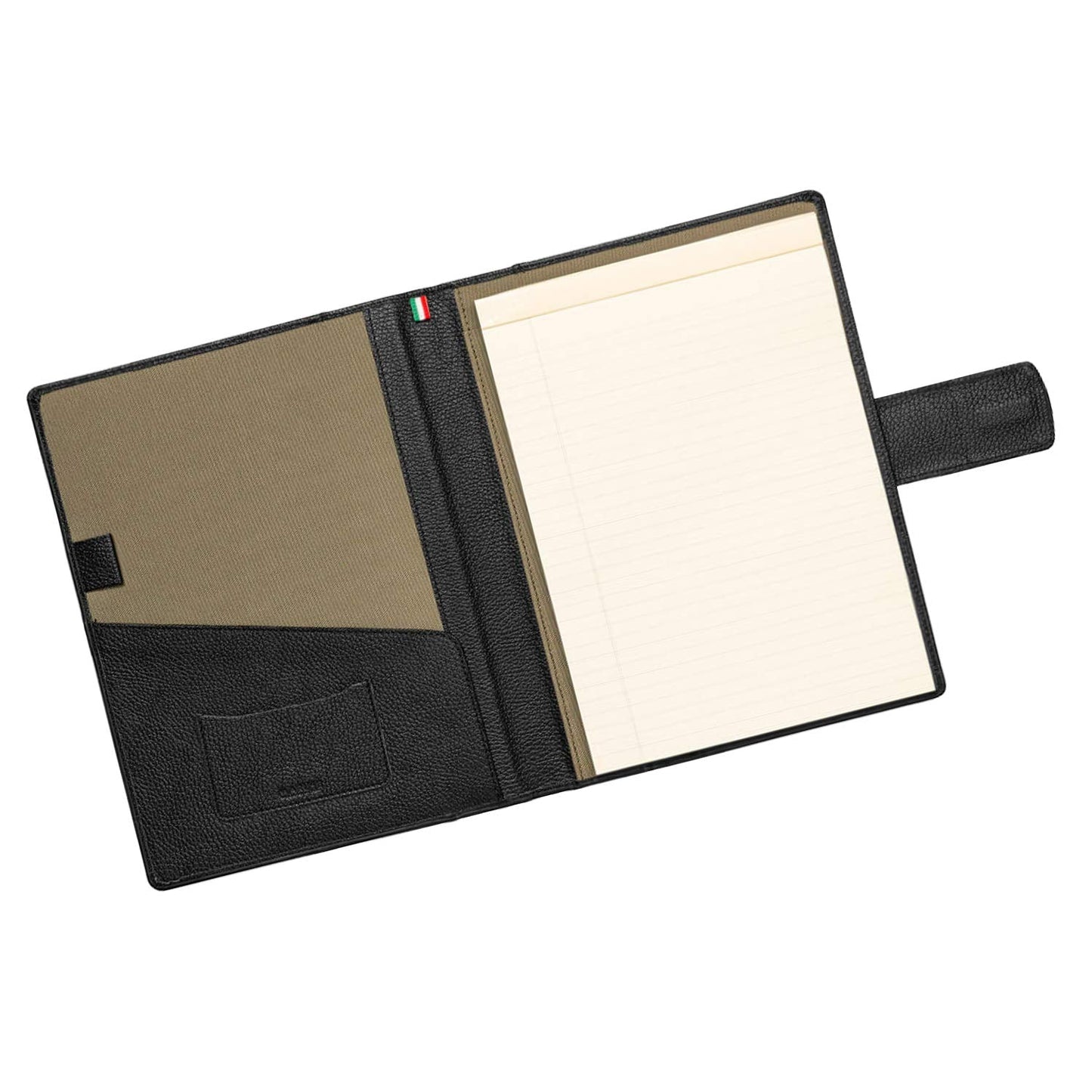 Maruse Italian Leather Executive Padfolio, Folder Organizer with Magnetic Closure and Writing Pad, Handmade in Italy, Black