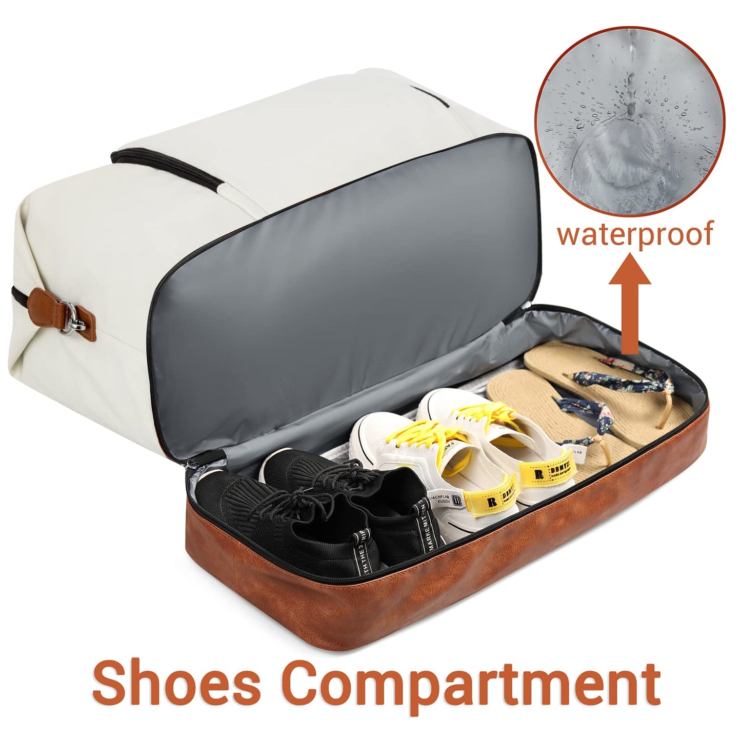 Travel Weekender Bag for Women, 21" Overnight Bag with Shoe Compartment 50L Large Travel Duffel Bag Carry On Tote for Weekend, Overnight, Business Trips, Water Resistant