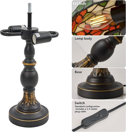 Tiffany Style Table Lamp, Stained Glass Table Light,Art Craft Antique Decor Lamp for Bedside Nightstand Bedroom Living Room Home Office ect
