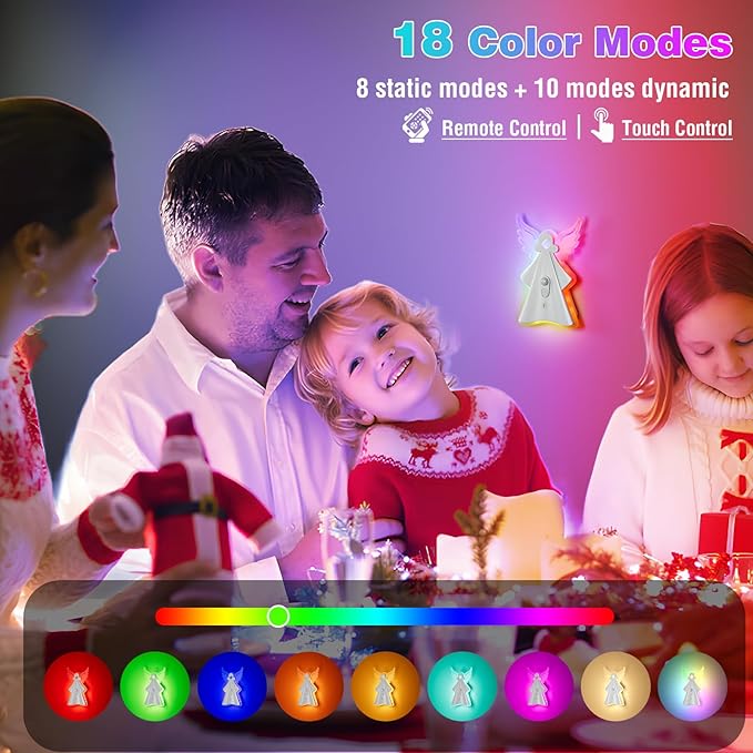 WOBANE 2PCS Night Lights Motion Sensor,Rechargeable LED Light with Remote,18 Colors Dimmable RGB Night Lamp,Battery Operated Touch LED Lighting for Kids,Stairs,Bedroom,Hallway,Gifts