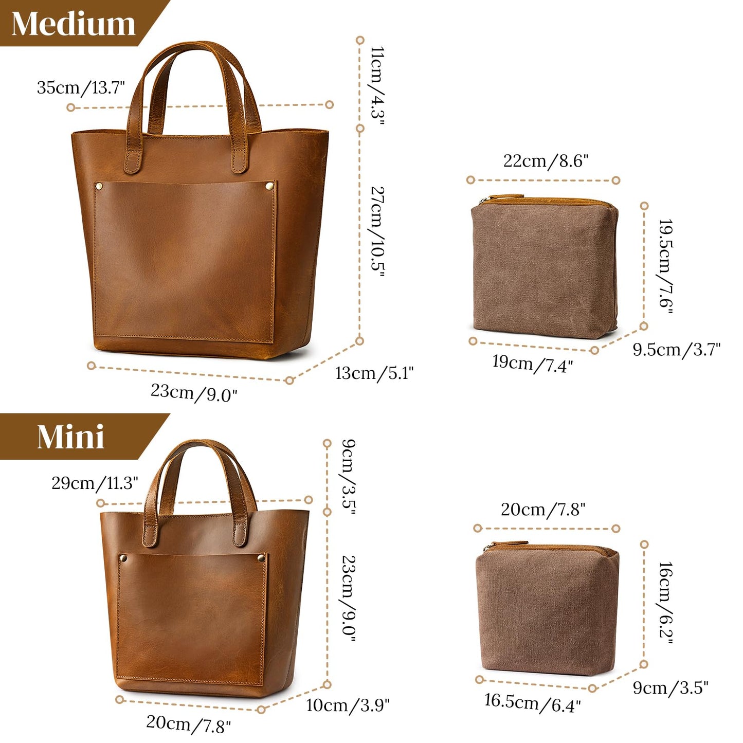 S-ZONE Leather Mini Crossbody Tote Bag Satchel Top-Handle Handbags Shoulder Purses with Inner Pouch