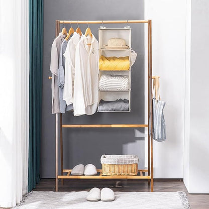 YOUDENOVA Hanging Closet Organizer, 4-Shelf Closet Hanging Storage Shelves