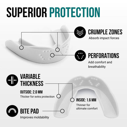 SISU 3D Mouthguard, Snow White with Case - Pre-Formed, Easy Fit Protection for Lacrosse, Football, Hockey, Team Sports - Adult Fit - Remoldable Up to 20 Times - Works for Braces - Non Toxic