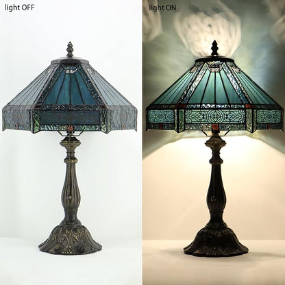 Tiffany Lamp Stained Glass Table Lamp Bedside Reading Light W12H19 Inches (Mission Style)