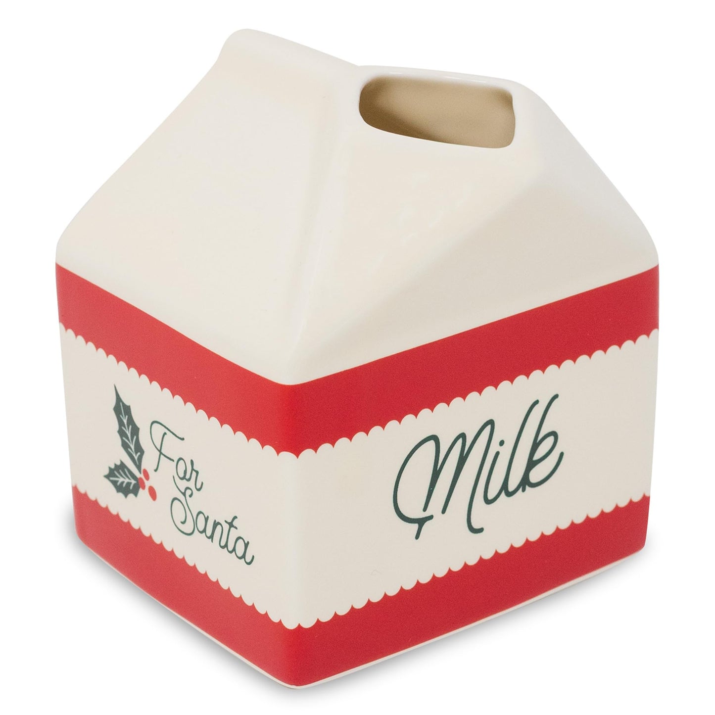 Steel Mill & Co Ceramic Milk & Cookies for Santa Set, 2-Piece Christmas Eve Tray & Milk Jug Gift Box Design, Holiday Tableware Set for Festive Christmas Décor (Bow)
