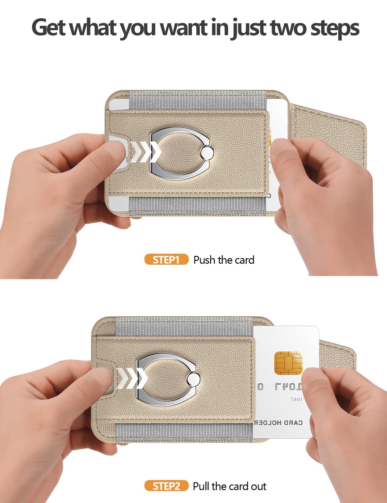 ExtreLife For Magsafe Wallet with Grip, 6-Card Holder, Stronger Magnetic Card Wallet Holder for iPhone 17/16/15/14/13/12 Series, Leather Magnetic Phone Wallet with Privacy Flap, Desert Titanium Gold
