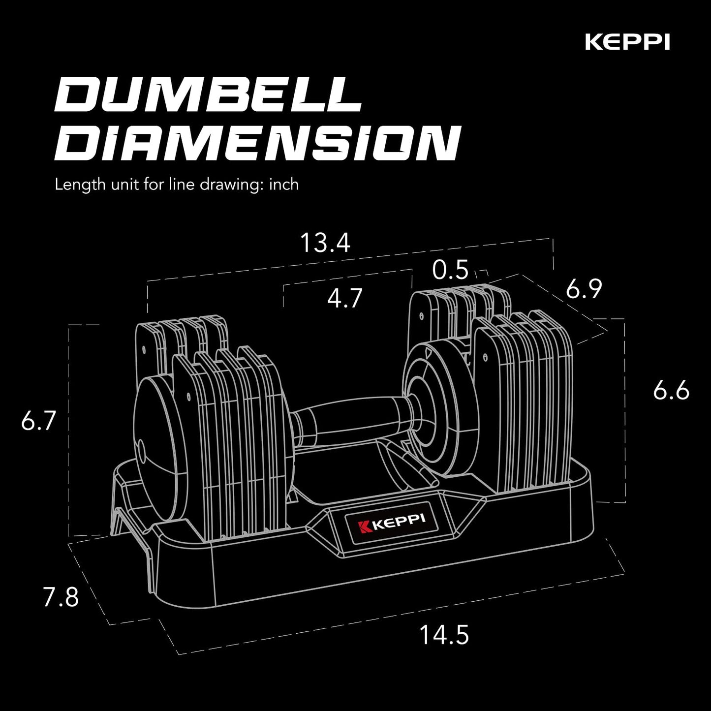 Keppi Adjustable Dumbbells Set-25lb/40lb/55lb/60lb, Anti-Slip Metal Fast Adjust Weight Handle, Exercise & Fitness for Full Body Workout - Adjustable Dumbbell Series
