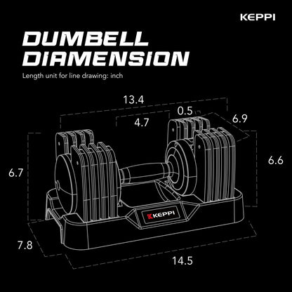 Keppi Adjustable Dumbbells Set-25lb/40lb/55lb/60lb, Anti-Slip Metal Fast Adjust Weight Handle, Exercise & Fitness for Full Body Workout - Adjustable Dumbbell Series