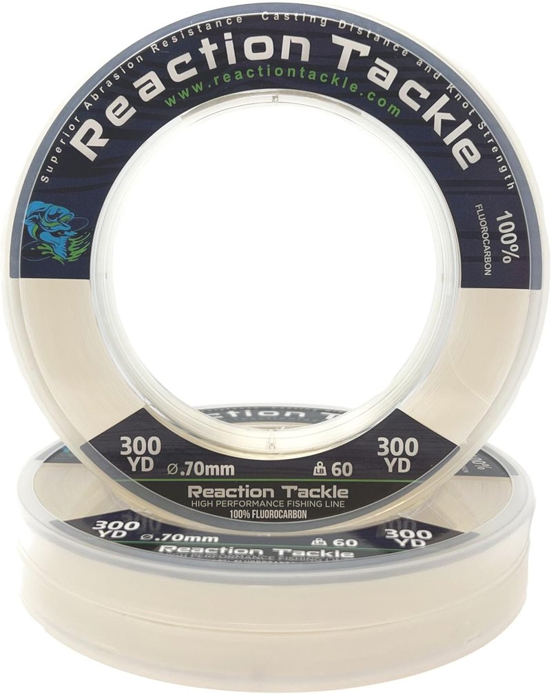 Reaction Tackle 100% Pure Fluorocarbon Fishing Line - High Strength, Abrasion-Resistant | Saltwater & Freshwater Leader