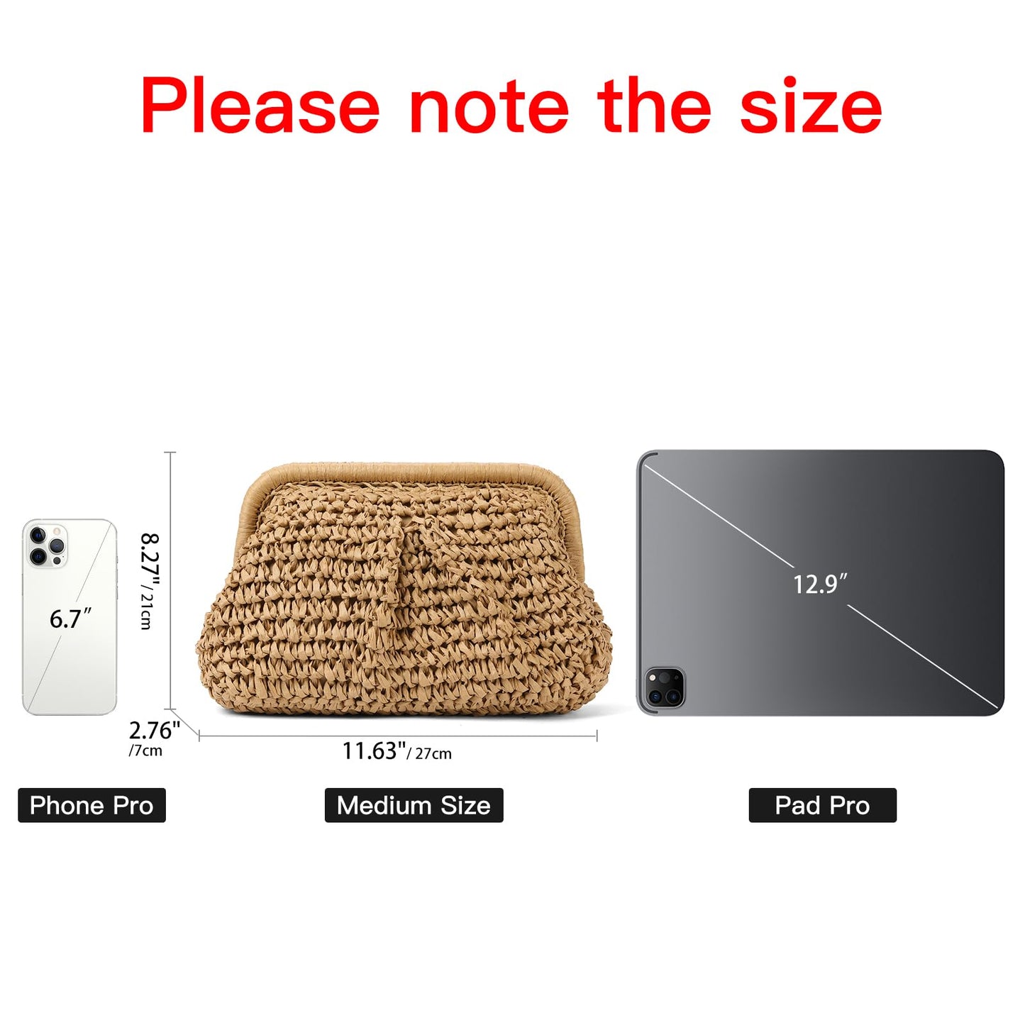 RNIEGA Straw Clutch Purses for Women Cloud Dumpling Pouch Straw crossbody Handbag Summer Beach Woven Shoulder Bags