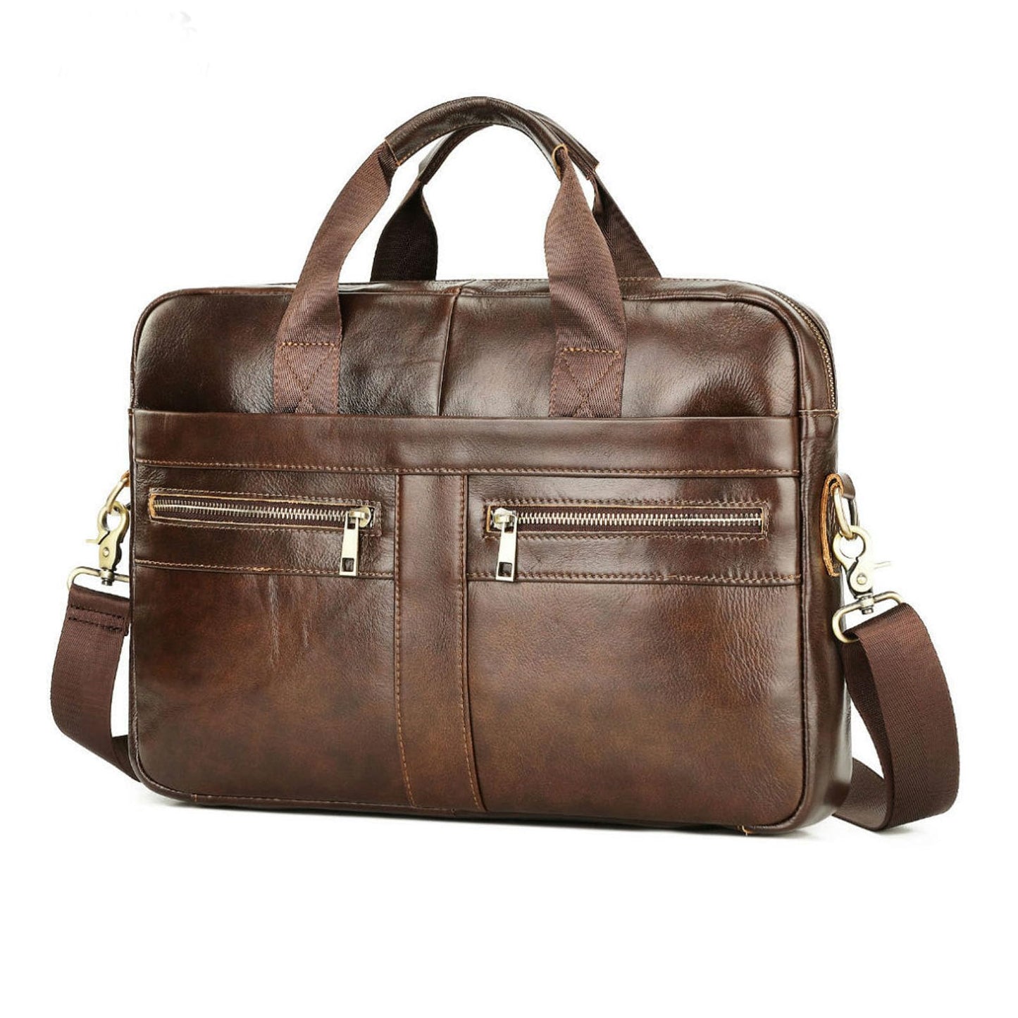 Messenger Bag for Men 15.6" Vintage Leather Waterproof Laptop Briefcase Computer Laptop Bag Shoulder Bag for Office Business (Brown)
