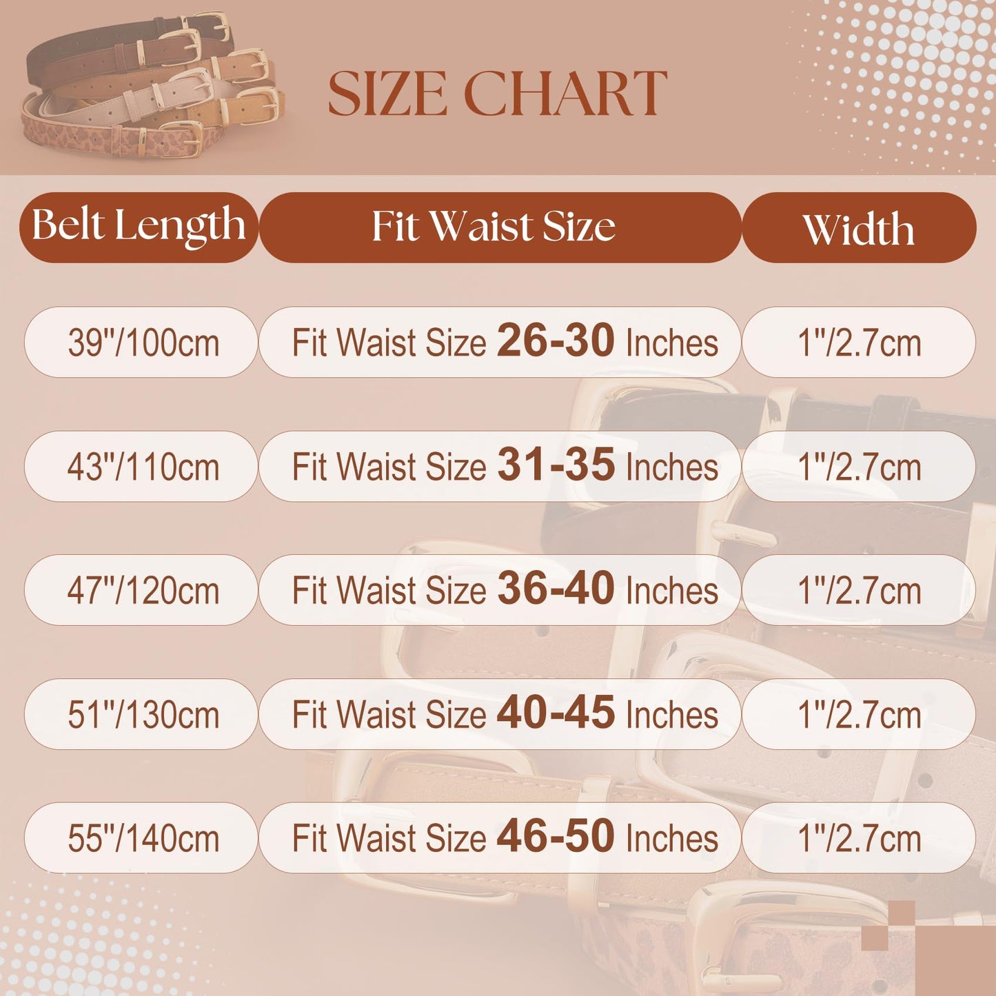 SANSTHS Women Suede Leather Belt for Dresses Jeans Fashion Retro Gold Buckle Ladies Waist Belts,Khaki,S