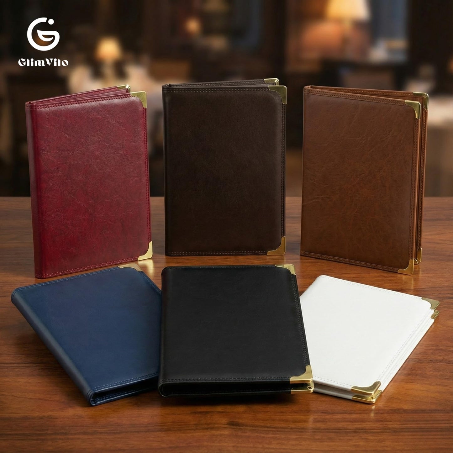 4 Pack Restaurant Menu Covers 8.5 x 11 – 2 Pack Menu Holder, 4 Page 8 View Faux Leather Menu Book with Clear PVC Sleeves | Waterproof & Durable for Restaurant, Bar, Café, Hotel