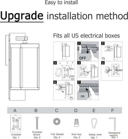 Dusk to Dawn Outdoor Wall Lantern LED Mount Porch Lights Exterior Wall Sconce Light Fixtures with Clear Glass Shade, Waterproof Lamps for Front Door, Garage, Modern Porch