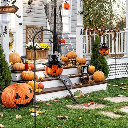 Viveta 2 Pack Solar Halloween Lights, Solar Lanterns Outdoor Waterproof with Shepherd Hooks for Garden Yard Pathway Outdoor Halloween Decorations