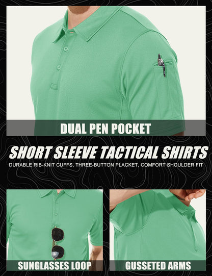 MAGCOMSEN Golf Polo for Men Short Sleeve T Shirts Work Shirts Lightweight Shirts Quick Dry Shirts Mint Green XXL