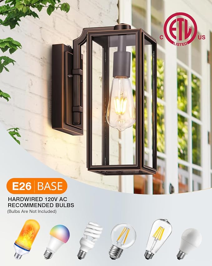 VIANIS Dusk to Dawn Outdoor Light Fixtures Wall Mount, Sensor Porch Lights, Anti-Rust Exterior Wall Sconce Lighting Lamp, Waterproof Coach Lantern for Doorway, Garage