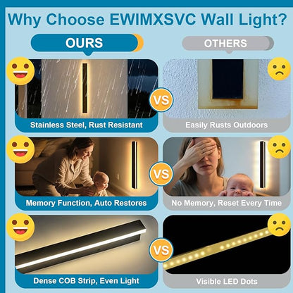 2 Pack 31.5inch Modern Outdoor Wall Light, 2700k-6500k Dimmable Long Exterior Light Fixtures Wall Mount, LED Linear Outdoor Wall Sconce Lights, IP65 Waterproof Outside Garage Lights for House