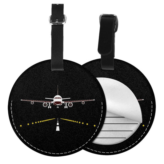 Luggage Tags Airplane Landing On Runway Plane, Pu Leather Travel Id Label Name Tag for Backpack Baggage Suitcase Bags