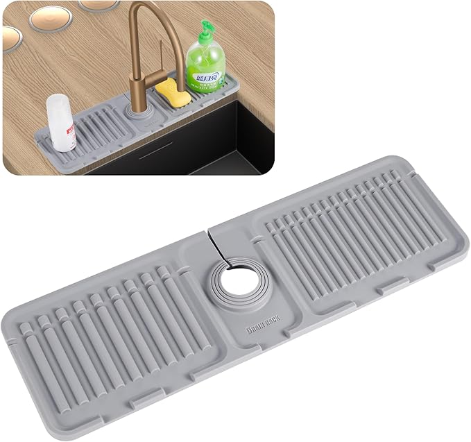 Kingmall Faucet Mat for Kitchen Sink, Premium Silicone Splash Guard