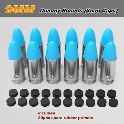 BOOLIT EYE Pro 9mm Safety Trainer Cartridge Dummy Rounds/Dry Fire Training Snap Caps, 12Pcs