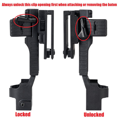 TACNEX Quick Release Baton Holder w/MOLLE Vest Clip Rotatable Police Baton Holster 16"-21"-26" Telescopic Baton Carrier ASP Baton Carry Case Expandable Baton Flashlight Support Stand for LE Security
