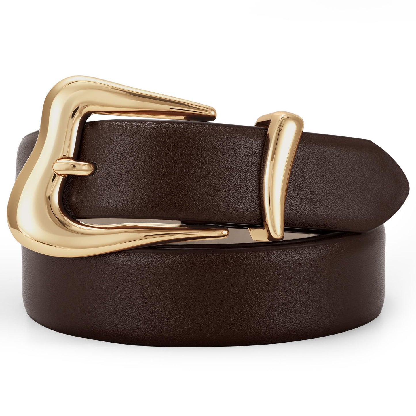 TRIWORKS Women's Belts for Jeans Pants Gold Buckle Fashion Waist Belts for Ladies Leather Belts