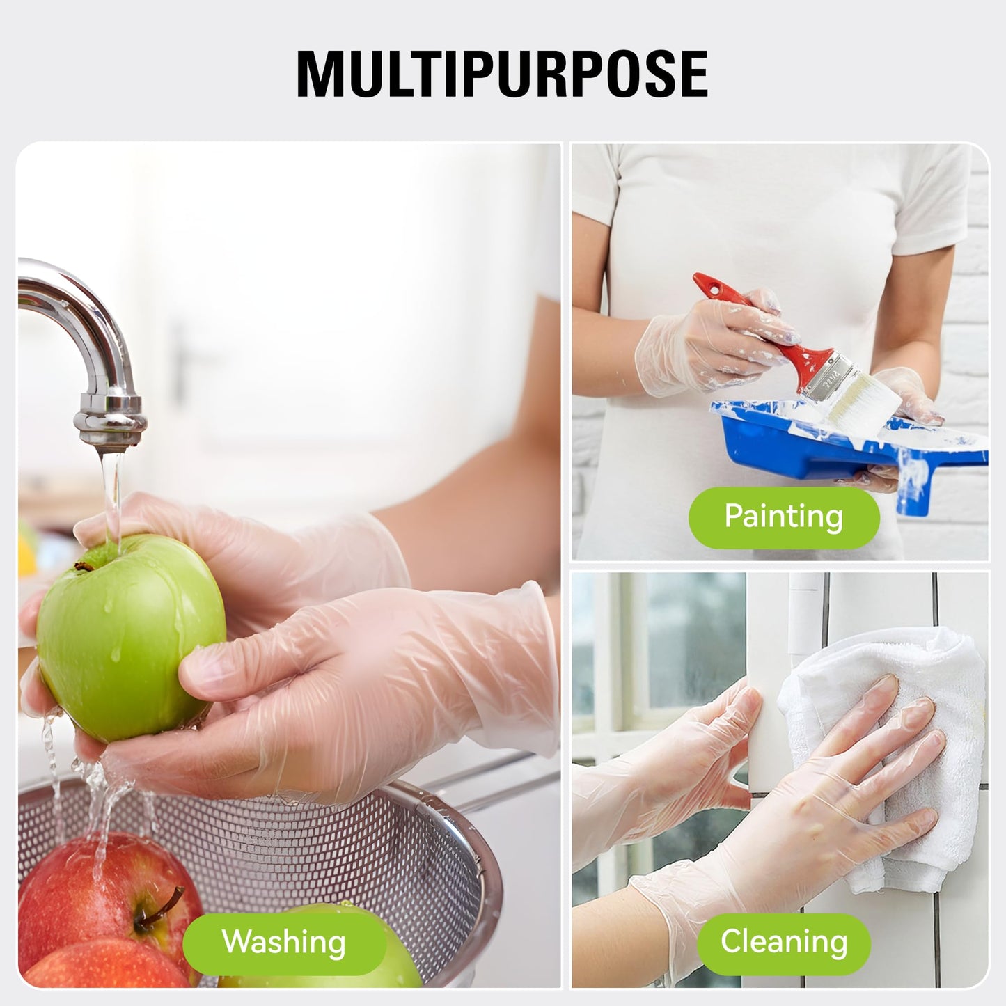 SWIFTLITE Disposable Vinyl Gloves, Food Safe, Latex-Free Powder-Free Clear Plastic Gloves for Cooking, House Clean, Food Prep (1000, Small)