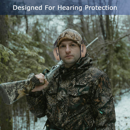 HUARUI Hearing Protection Ear Muffs SNR 29dB Noise Cancelling Headphones for Adults Kids Autism,Safety Earmuffs for Hunting,Shooting, Mowing, Construction (YBrown)
