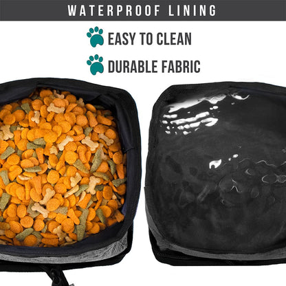 PetAmi Collapsible Dog Bowls 2 Pack, Food and Water Bowls Travel Set, Portable Pet Dish No Spill, Foldable Lightweight BPA Free Leakproof Bowls, Camping Hiking Walking Outdoor Gear Accessories, Black