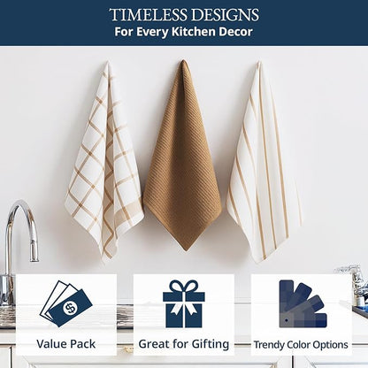 LANE LINEN Cotton Kitchen Towels and Dish Cloths Set, Quick-Drying Dish Towel