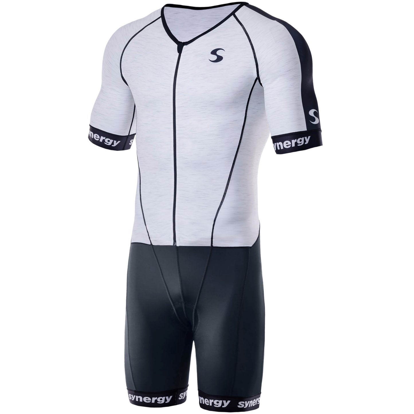 Synergy Cycling Skinsuit - Men's Pro Short Sleeve Tri Suit (Hatch White, X-Large)