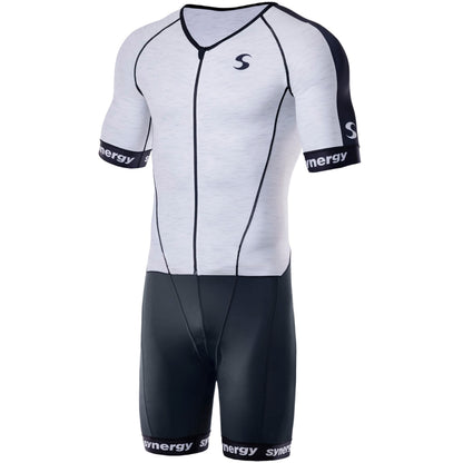 Synergy Cycling Skinsuit - Men's Pro Short Sleeve Tri Suit (Hatch White, X-Large)