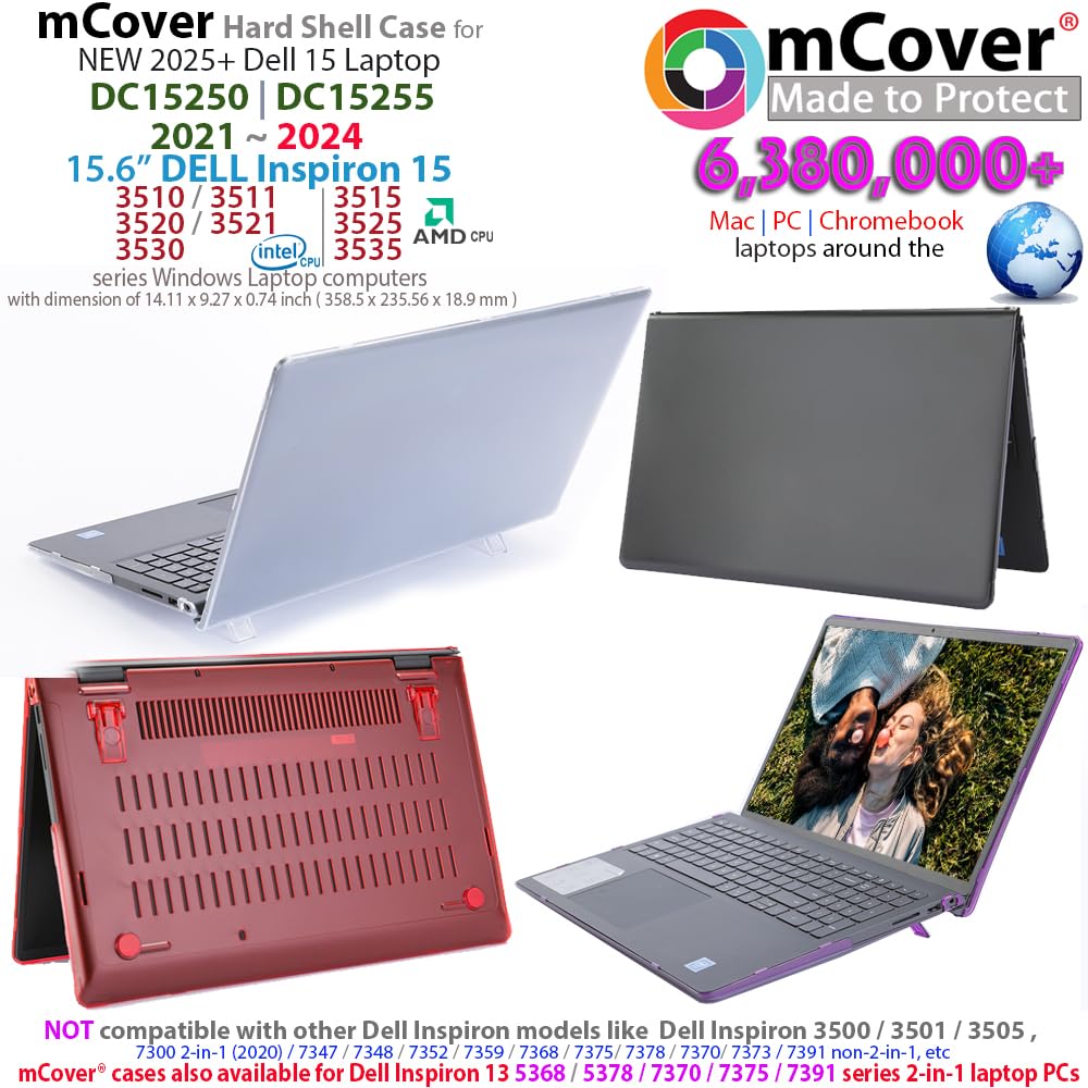 mCover Case Compatible ONLY for 2021-2023 15.6" Dell Inspiron 15 3510 3511 3515 3520 3521 3525 Series Laptop Computer (NOT Fitting Other Dell Models) - Clear