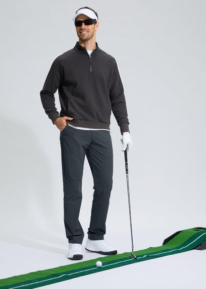 Pudolla Dress Pants for Men Golf Pants Stretch Work Dress Comfy Pants 30 Lightweight Quick Dry Casual Slacks Trousers(Iron Grey 33Wx30L)