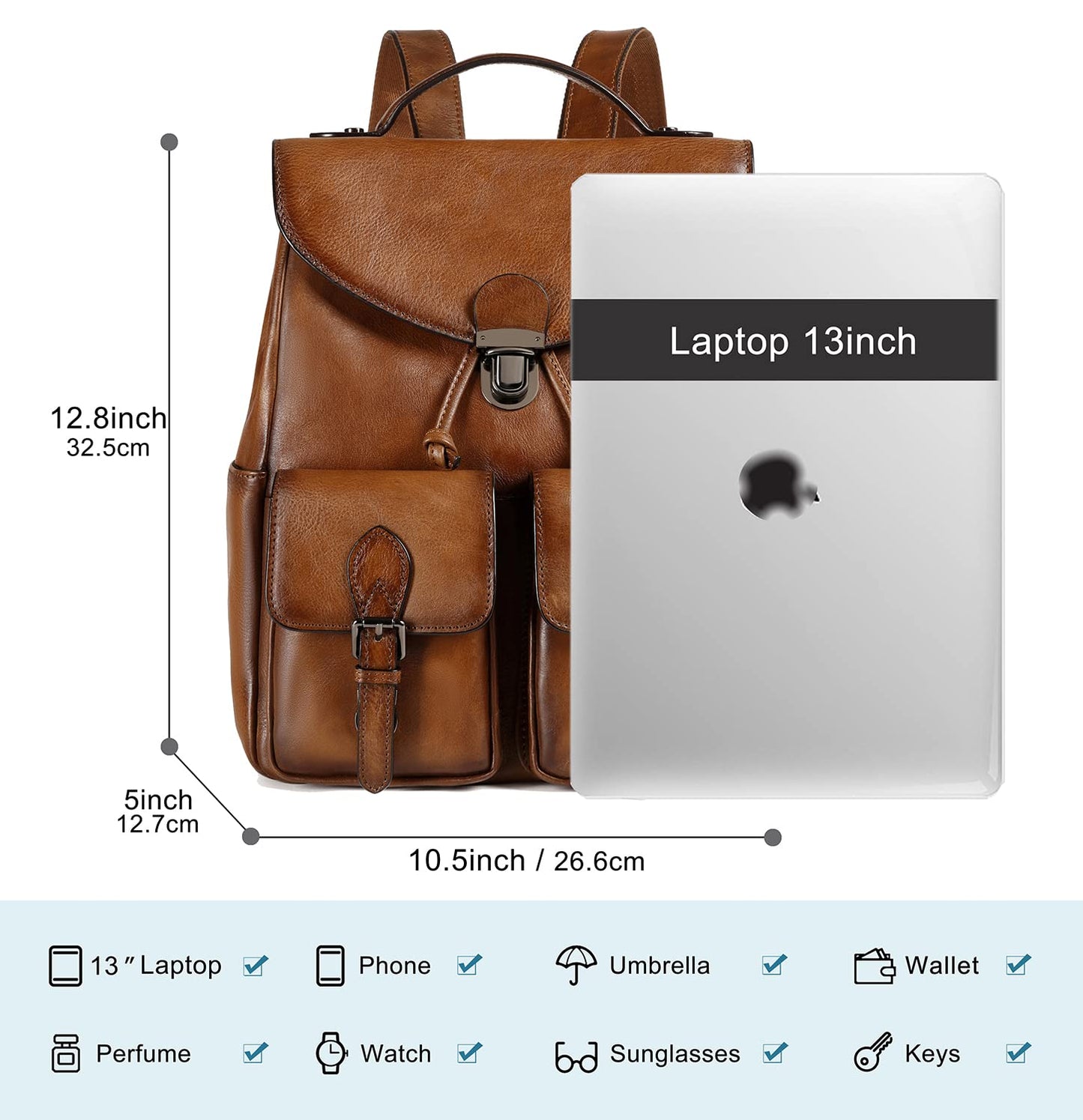 COOLCY Women Vintage Genuine Leather Backpack Purse Fashion Rucksack Practical and Stylish Retro Daypack Bag (Brown)