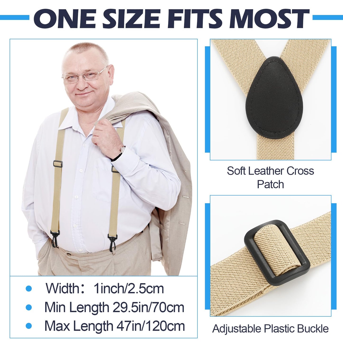 Panitay 3 Pcs Suspenders for Men Adjustable Hidden Suspenders with Elastic Straps Y Back Heavy Duty Under Clothing Shirt