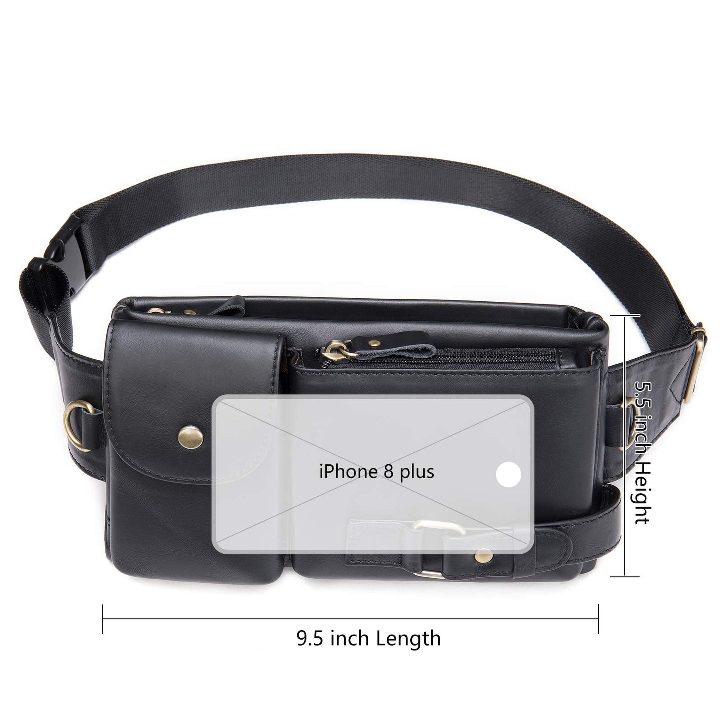 NIUCUNZH Cowhide Waist Fanny Pack-Genuine Leather and Slim with Adjustable Waistband Black