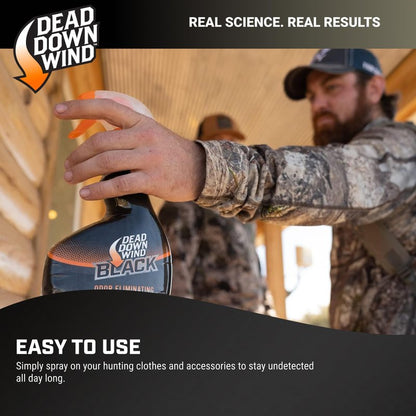 DEAD DOWN WIND Black Premium Field Spray Bottle - Odor Fighting Hunting Scent Control Spray - Safe for Sensitive Skin - Easy to Use for Hunting Gear & Clothing (12 oz)