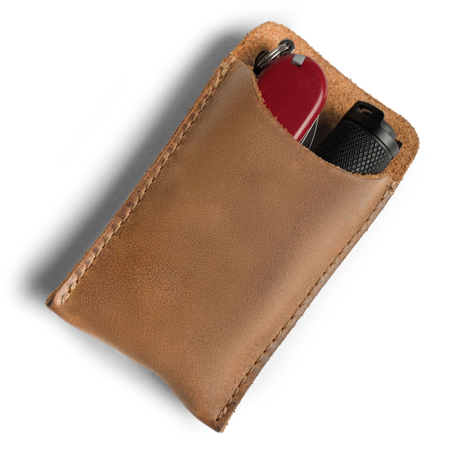 Hide & Drink, EDC Pocket Slip, Multitool Sleeve & Pen Holder for Everyday Use, Camping Accessories, Small Tool Organizer, Full Grain Leather, Handmade, Single Malt Mahogany