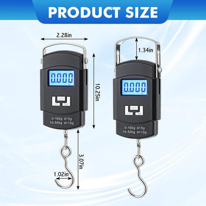 Sabary 6 Pcs Digital Fish Scale 110lb/50kg Hanging Fishing Scale Luggage Scales, Backlit LCD Display, Stainless Steel Hook, for Gym, Hunting, Farming, Fishing, Travelling Gifts for Men