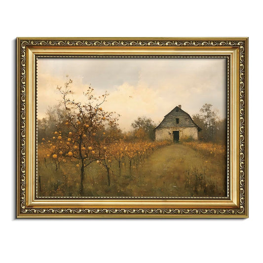 AIMAILON Vintage Framed Canvas Wall Art Home Wall Decor Classical Oil Painting Farmhouse Cottagecore Landscape Artwork Neutral Print Picture Watercolor Autumn Aesthetic Illustration Decor 8x10