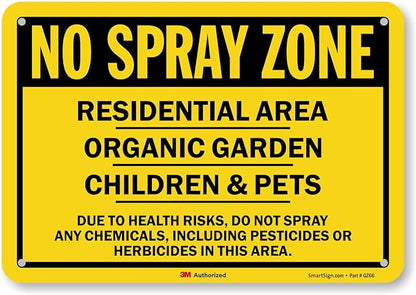 SmartSign (Pack of 2) 7 x 10 inch “No Spray Zone - Residential Area, Children & Pets, Organic Garden” Sign, 55 mil HDPE Plastic, Black and Yellow, Made in USA