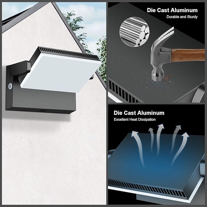 Modern Sleek LED Flood Light, 360° Rotatable 120W Commercial Wall Pack with Dusk to Dawn, 14200LM 5000K Waterproof Outdoor Lighting for Yard, Driveway, Car Lot, Building