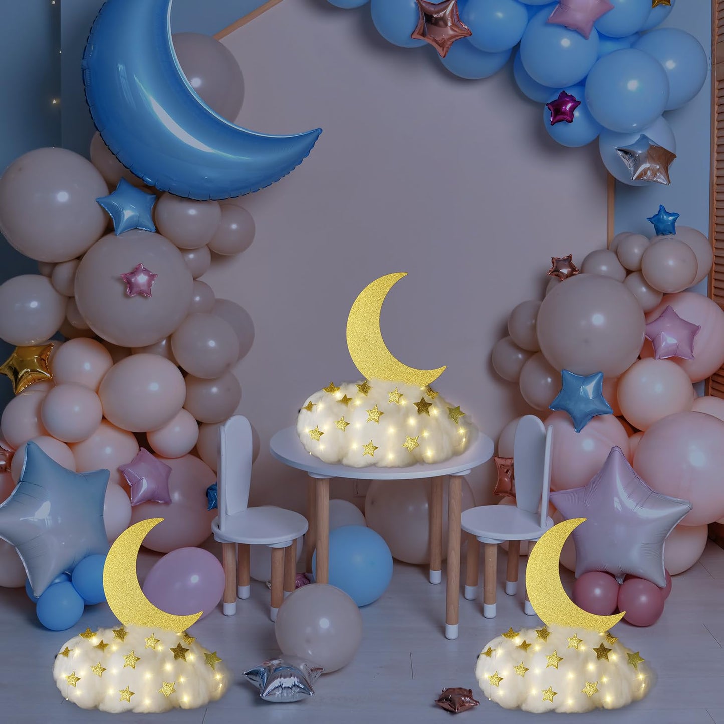 Soulchen 42 Pcs Twinkle Twinkle Little Star Table Centerpieces DIY Star and Moon Centerpieces for Baby Shower Decorations Cloud Tables Decor for Gender Reveal Birthday Party DIY Crafts (Gold)