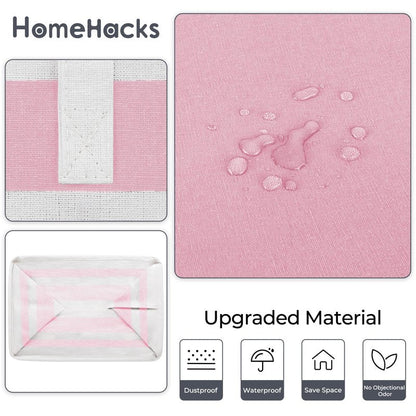 HomeHacks 2 Pack Large Laundry Baskets, Waterproof, Freestanding Laundry Hampers, Collapsible Clothes Hamper with Reinforced Handles in Laundry, College Dorm, Bathroom, Bedroom (Pink, 100Lx2)