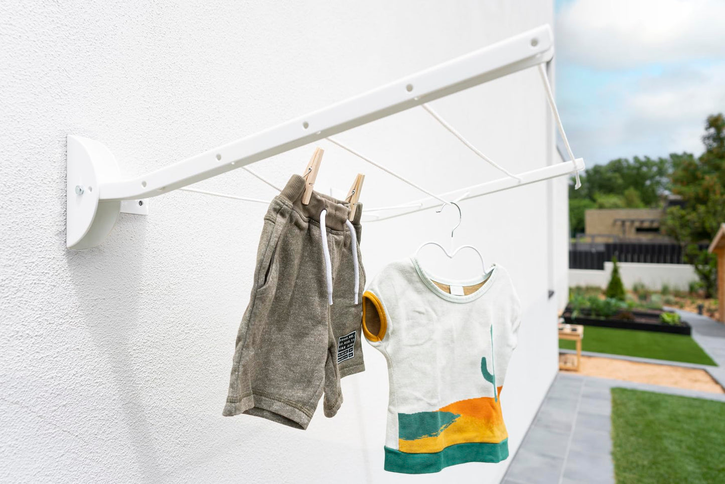 Sauvic White Foldable Wall Clothes Airer, Steel, 54 x 14.5 x 14 cm