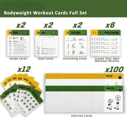 ELAORY Bodyweight & Resistance Belt Workout Cards, 100 Different Exercise Cards with Detailed Illustrations, Large Size 5" x 3.5" Fitness Cards for Women & Men